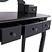Tobbi Vanity Mirror Table Set in Black Finish Home Furniture Make up Desk Oval Mirror Table with Stool