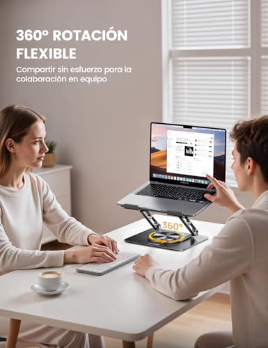Lamicall Soporte para Laptop - [Giratoria 360°] Soporte Ergonómico Base Laptop, Elevador Plegable y Portátil de Aluminio Stand Escritorio, Compatible con MacBook Air Pro, DELL, HP (10-17.3") - Negro
