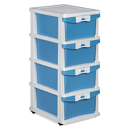 Nilkamal Chests of 4 Drawers CHTR23NT|Drawer organizer Structure with sliding wheels, modern design|Multi-Purpose Storage For Kids, School, Home and Office | Blue & Cream Colour, Plastic, Glossy 4 Nilkamal Chests of 4 Drawers CHTR23NT|Drawer organizer Structure with sliding wheels, modern design|Multi-Purpose Storage For Kids, School, Home and Office | Blue & Cream Colour, Plastic, Glossy - Image 4