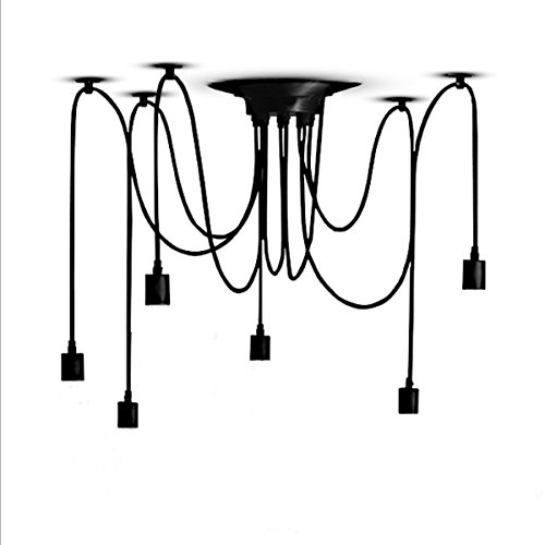 ZHMA Antique Classic Pandent Lights, Ajustable DIY Ceiling Spider Light E27, Rustic Chandelier, Industrial Hanging Light Dining Hall Bedroom Hotel Decoration, 6 Arms(Each with 1.7m Wire)