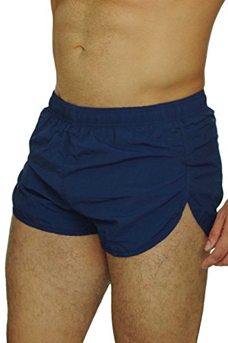 Men's Basic Running Shorts Swimwear Trunks By UZZI: NAVY (Medium)