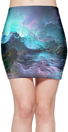 Color Fume Clouds Slim Tight Mini Skirt Ease To Comfort Stretchable Above Knee Pencil Skirt L