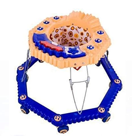 S HARNAM SINGH AND SONS Walker & Rocker, Height Adjustable with Light & Musical Toys, Blue and Cream