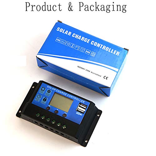 Solar Charger Controller, Solar Panel Battery Intelligent Regulator USB Solar Charge Controller Dual Input DC 12V / 24V (Blue)