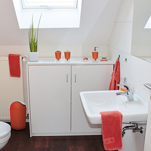 TEKITSFUN 6 Piece Plastic Bathroom Accessory Set, Luxury Bath Accessory Gift, Soap Dispenser, lotion dispenser, Soap Bar Holder, Tooth Brush Holder, Trash Can, Toilet Brush Set, Rinse Cup-Red - Thumbnail 6