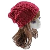 E-Papaya Clearance New Unisex Thick Warm knit Oversized Beanie Hat Skull Cap (Red)