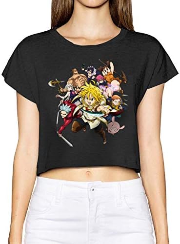 The Seven Deadly Sins Womans Sexy Leak Navel T-Shirt Black