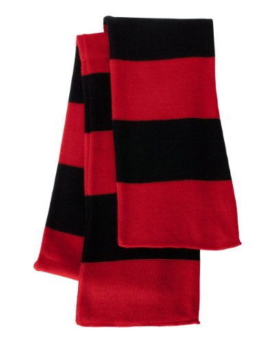 Sportsman Rugby-Striped Knit Scarf One Size Red/Black