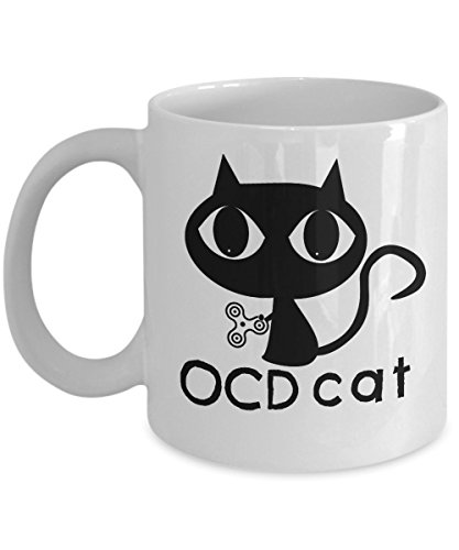 Cat Mugs Coffee | Outgoing Cute Devoted This Wide Eyed B&W Cartoon Kitty makes a Purrfect Gift for Feline Dads Moms Ailurophiles Fanciers Husband Wife Boyfriend Girlfriend Son Daughter