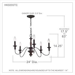 Quoizel HK5005TC Holbrook Chandelier, 5-Light, 300