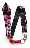 Love Pink Lanyard Key Chain Holder (Black) with a bottle opener keychain