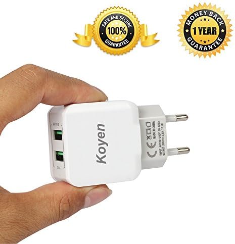 European Wall Charger, [Upgraded]Wall Charger USB 2.5A/5V 12.5W Dual USB Port ,EU Travel Power Adapter Plug for Iphone 7/6S Plus 5S, Ipad, Samsung Galaxy S7 S6 Edge, LG, Android Phone (EU-A)