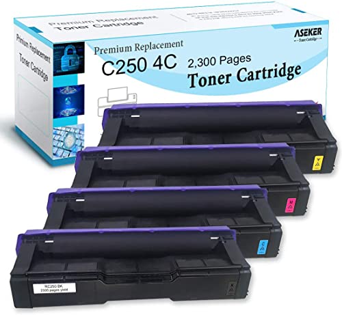 ASEKER Compatible Toner Cartridge for RICOH SP C250 C250DN C250E C250SF C250SFw C261SFN C261SFNW C261DNW High Yield Printers 2300 Pages 407539 407540 407541 407541 407544 2 2 (BK/C/M/Y