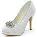 ElegantPark HC1413P Women Pumps Closed Toe Platform High Heel Buckle Lace Wedding Bridal Shoes