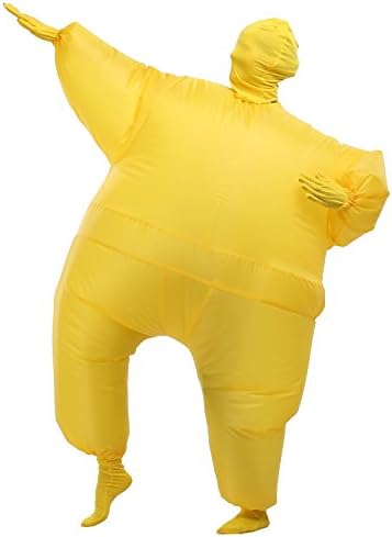 SASALO Adult Inflatable Full Body Suit Fat Chub Suit Halloween Funny Blow up Costume Jumpsuit Yellow