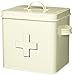 Vintage Retro Shabby Chic Cream Enamel First Aid Tin Storage Box & White Cross