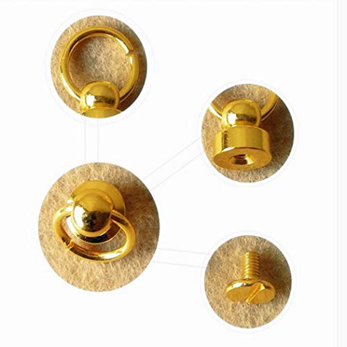 Button Studs Rivets O-Ring Head Button Stud Screwback with Screw for DIY Art Leather Craft Belt Purse Handbag (25Pcs/Gold)