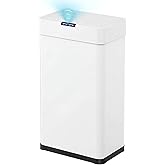 TLSUNNY 18.5 Gallon Motion Sensor Trash Can,Touchless Automatic Garbage Can,Brushed Stainless Steel Smart Bin,with Bag Holder,Soft Close Lid,for Kitchen,Office,RV,Bedroom,Living Room (White, 70L)