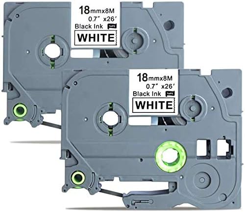 Aomya 2 Pack TZe-241 Laminated Label Tape Compatible for Brother TZe241 TZe 241 Black on White 0.7" x 26.2 Feet(18mm x 8m) for P-Touch PT18R,PT18RZ, PT300, PT-300B, PT310, PT-310B, PT320, PT340