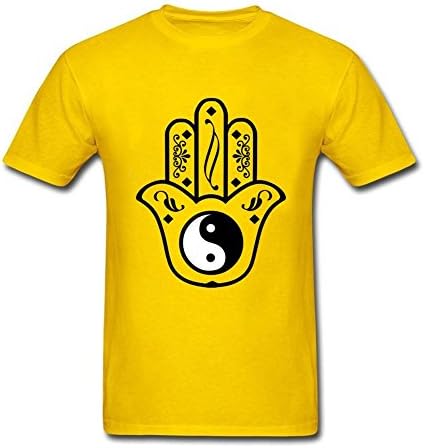 Tee Center Hamsa Hand Yinyang T Shirt Men Cotton Custom Tops Yellow XXL