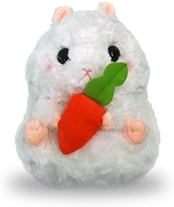White Plush Hamster Stuffed Animal 10 Inches, TunaLuna Soft Toy Pillow Cushion