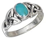 Sterling Silver Oval Simulated Turquoise Ring with Celtic Knots Shank