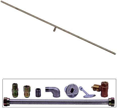 Spotix HPC Linear T-Burner Fire Pit Burner Kit (FPS-TBSS72KIT-NG-MSCB), 72-Inch Burner, Match Light, Natural Gas