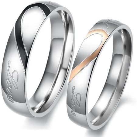 Lover's Heart Shape Titanium Stainless Steel Mens Ladies Promise Ring "Real Love" Couple Wedding Bands One Piece price