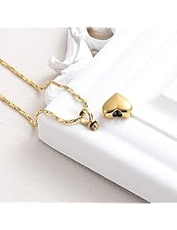 Imrsanl Simple Small Heart Cremation Urn Pendant Ashes Memorial Necklace Stainless Steel Keepsake Jewelry