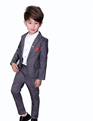 Gele Boy Formal Dress Blazer Pants 2 Pieces Suit (2T, Gray)