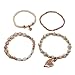 JADE POP - Women's Multicolored Beaded Stretch Stackable Chain Bracelet Set with Charm