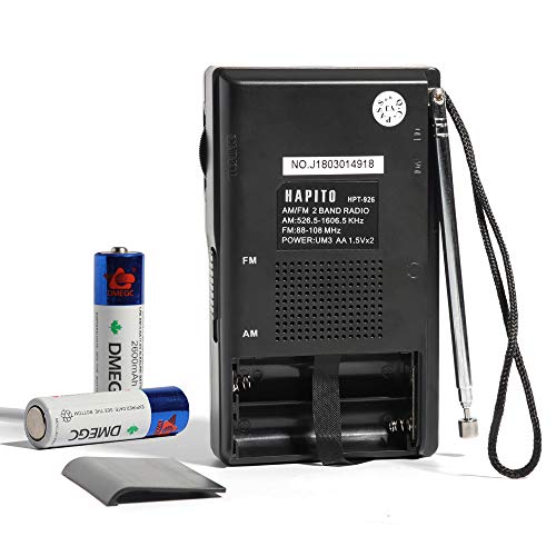 Portable Pocket Transistor Radio Battery Operated AM/FM Radio - Best Reception, Longest Lasting, Built-in Speaker and 3.5mm Headphone Jack for Walking Hiking Camping (Black) - Thumbnail 2