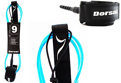 Dorsal Premium Surfboard 6, 7, 8, 9, 10 FT Surf Leash - Blue 9 FT Longboard/Blue