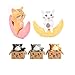 Neko 5pcs Miniature Cats in Boxes & Crescent Moon Figurines - Micro Garden Landscape Ornament Decorations – Cute Lucky Cat DIY Figures for Crafts and Home Decor