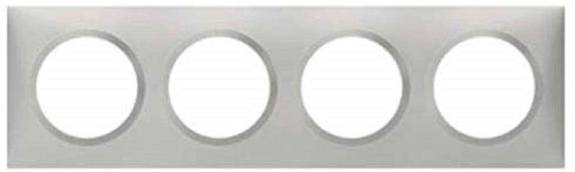 Legrand Dooxie LEG600854 4P Square Switch/Socket Cover Plate with 4 Holes Aluminium Effect