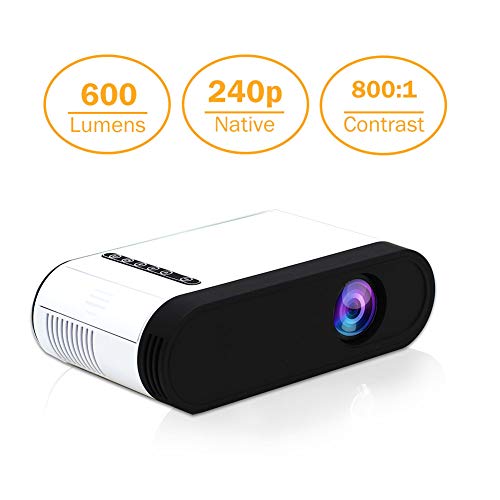 Projector Mini LED Video Projector Home Theater Supporting 1080P Compatible with HDMI/USB/TF Card/VGA/AV and Smartphone (E200-Basic)