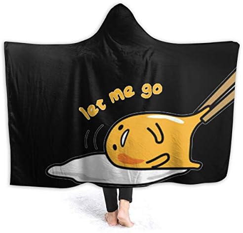 YEGFTSN Japan Gudetama Lazy Egg Soft Cozy Hooded Blanket for Teens Kids Girls Boys,Warm Wearable Sherpa Fleece Throw Blanket with Hood