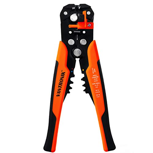 VANTRONIK 3 in 1 Automatic Wire Stripper, Crimper, Cutter, Self-Adjusting for wires from 10 AWG to 24 AWG Orange-black color