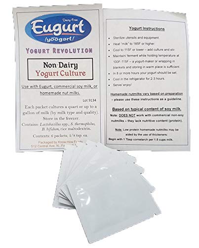 Non-Dairy Yogurt Culture (3-6 gallons) - For Use With Homemade Dairy-Free Nutmilks or Commercial Soy Milk