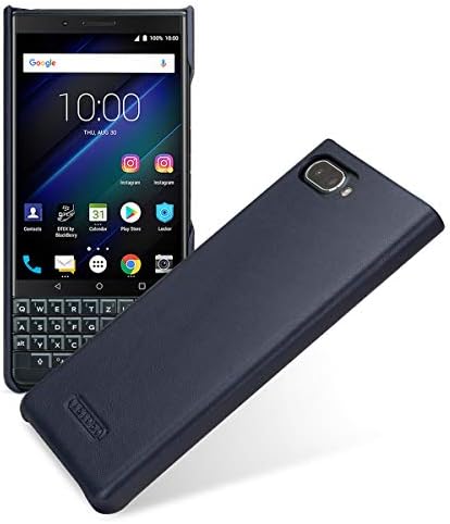 TETDED Premium Genuine Leather Case for BlackBerry KEY2 LE, Snap Cover, Caen (Nappa Dark Blue)