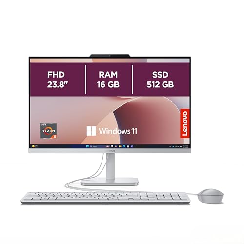Lenovo AIO A105a All-In-One PC | 23.8 Full HD Display | AMD Ryzen 5 40 | 16GB RAM | 512GB SSD | AMD Radeon 610M Grafik | Windows 11 | Inkl. Maus und Tastatur | Grau | 3 Monate Premium Care