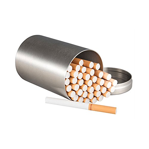 Groupcow 2.5 x 4.1 Inch High Quality Cigarette Can, High Capacity Stainless Steel Storage Tank, Cigarette Case For 100mm (Silver)