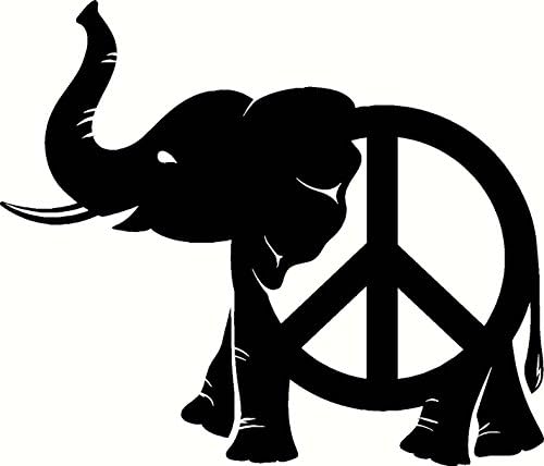 Peace Elephant Decal Vinyl Home Decor Wall Car Truck Hippie Sticker 4" X 4.5"