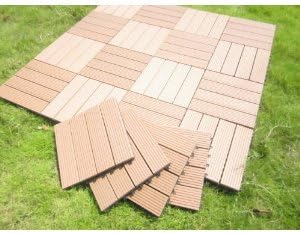 Build4eco - Century Outdoor Living DIY Outdoor Deck Tile Patio Composite Decking Tile Redwood 4 Slate Style (12-inch X 12-inch 10 Tiles)