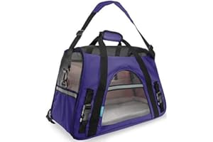 Paws & Pals Airline Approved Pet Carrier - Soft-Sided Carriers for Small Medium Cats and Dogs Air-Plane Travel On-Board Under Seat Carrying Bag with Fleece Bolster Bed for Kitten Cat Puppy Dog Taxi