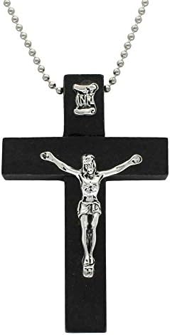 Sterling Gifts 2 Pewter & Wood Crucifix Necklaces Large 3 Inch Tall Set of 2