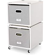 BirdRock Home Rolling File Cabinet with 2 Lateral Drawers – Decorative Storage Shelf, Blankets, B...