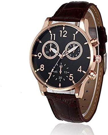 Fashion Clearance Watch! Noopvan Mens Quartz Watches Unique Analog Cheap Watches on Sale Leather Wrist Watches for Men-A01 (Brown)