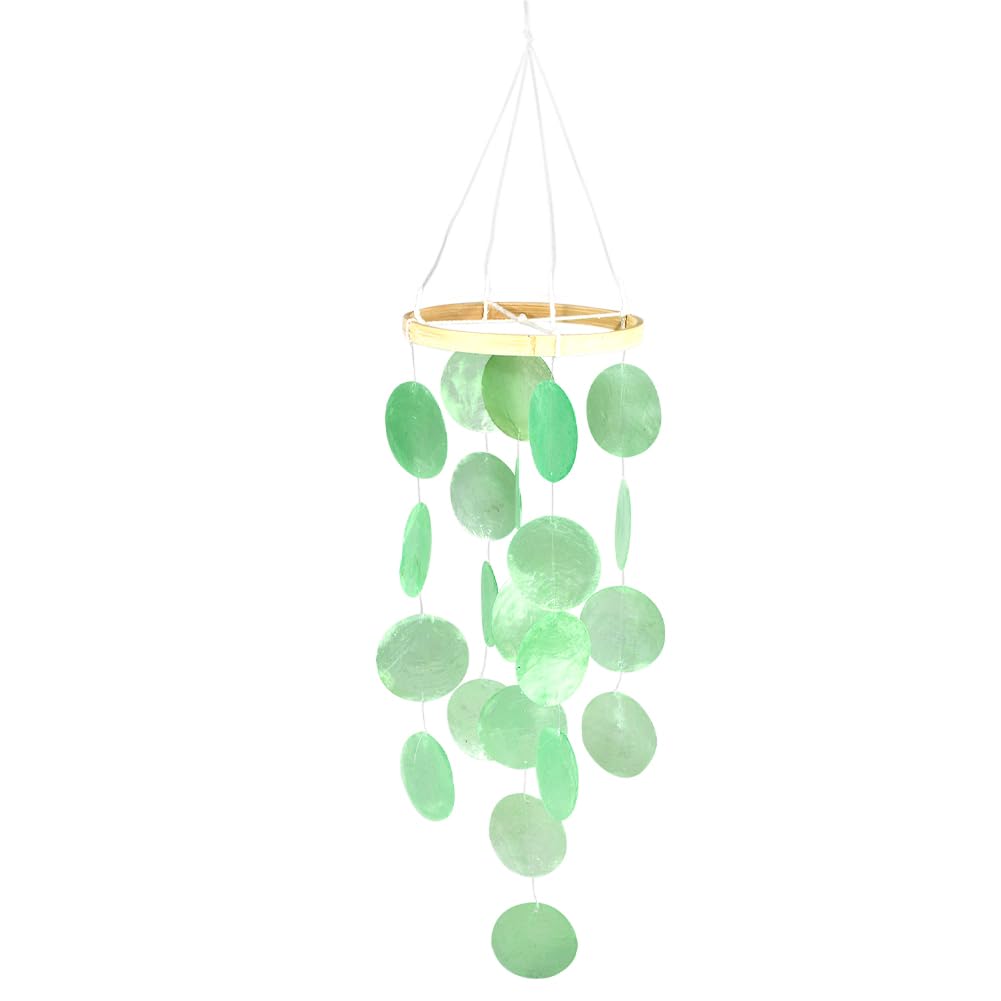 CRASPIRE Wind Chimes with Seashell Light Green Natural Window Decoration Wall Outdoor Hanging Handmade Decorative Shells for Garden Patio Wall Beach Decor