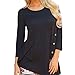 KuoShun Clearance Womens Clothing Plus Size Round Neck Shirt Tunic Tops Casual Long Sleeve Buttons T-Shirt Blouses